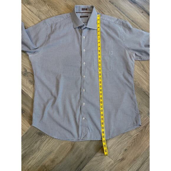 Peter Millar XL Men’s Blue/Brown Button Down Dress Shirt - Picture 6 of 7